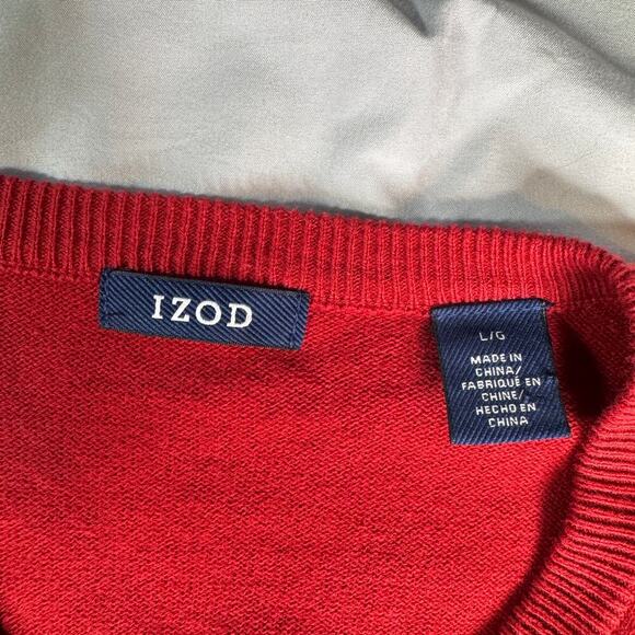 Izod Men's sz Large Sleeveless Pullover Vest Sweater Rust Red Preppy Golf - Picture 4 of 7